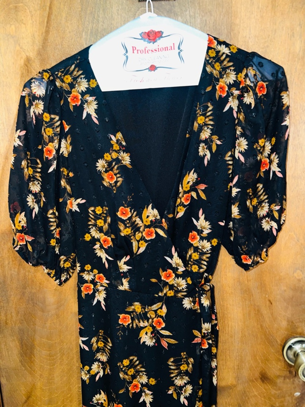 Lulu's Black Floral Wrap Maxi Dress with Autumn Blooms - Picture 7 of 8